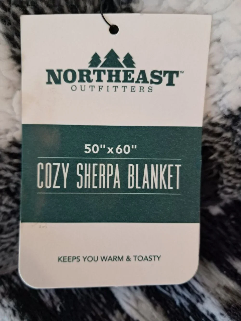 Northeast Outfitters Sherpa Blanket 50x60 Black White Buffalo Plaid Fleece NWT